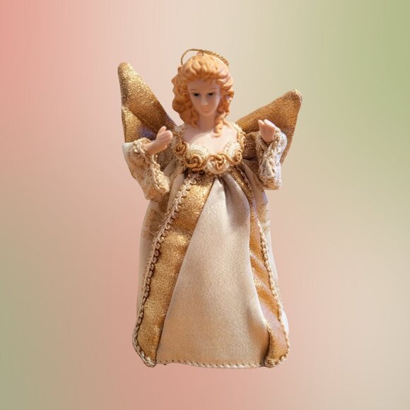 Vintage Cream & Gold Angel Ornament (6") - Picture 1 of 1